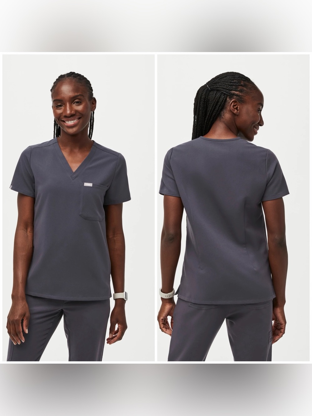 Figs Catarina One-Pocket Dark Gray Scrub Top (Size XS) - Picture 2 of 11